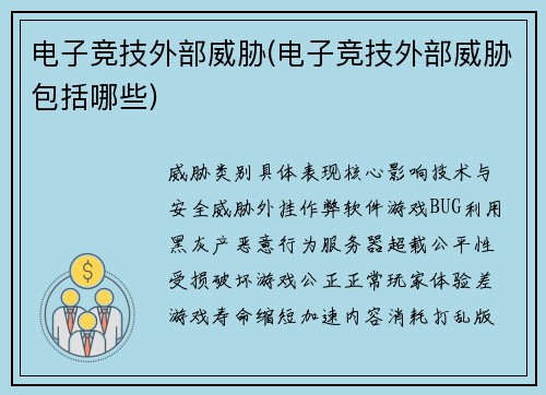 电子竞技外部威胁(电子竞技外部威胁包括哪些)